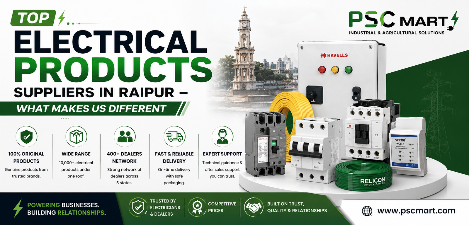 Top Electrical Products Suppliers in Raipur – What Makes Us Different
